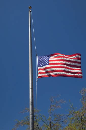 Us Flag Half Mast Stock Photo - Download Image Now - iStock