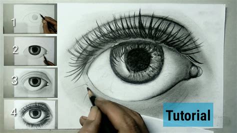 Tutorial simpel menggambar mata realis - step by step - YouTube