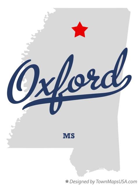 Map of Oxford, MS, Mississippi