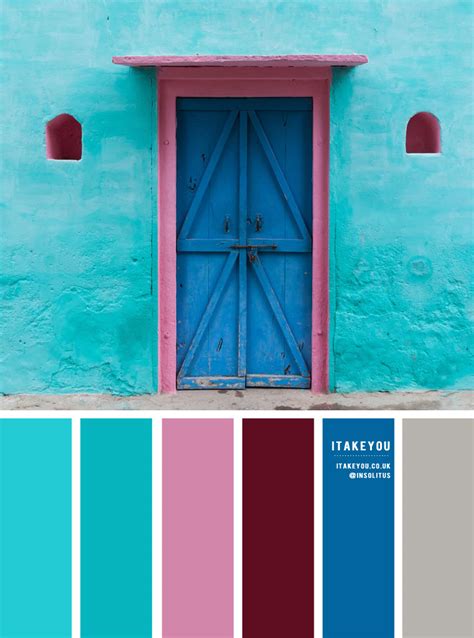 Color palette of Turquoise, blue , pink , deep red and grey accents I Take You | Wedding ...