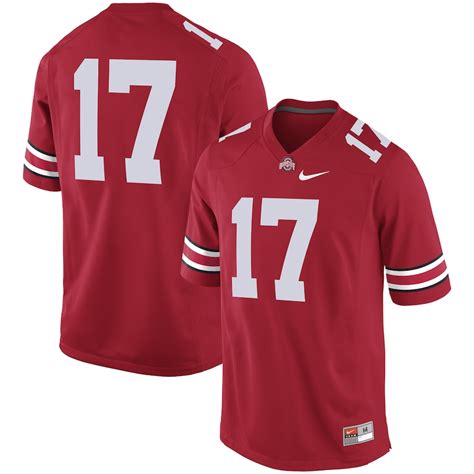 Men's Nike #17 Scarlet Ohio State Buckeyes Game Football Jersey