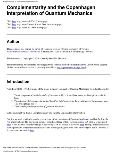 Physics Complementarity and Copenhagen Interpretation of Quantum Mechanics | Photon | Quantum ...