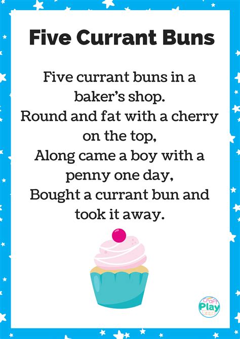 Five Currant Buns Song Printable + Ideas - Craft Play Learn