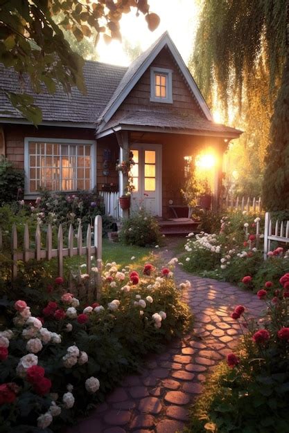 A cozy cottage with a beautiful garden in bloom created with generative ai | Premium AI ...