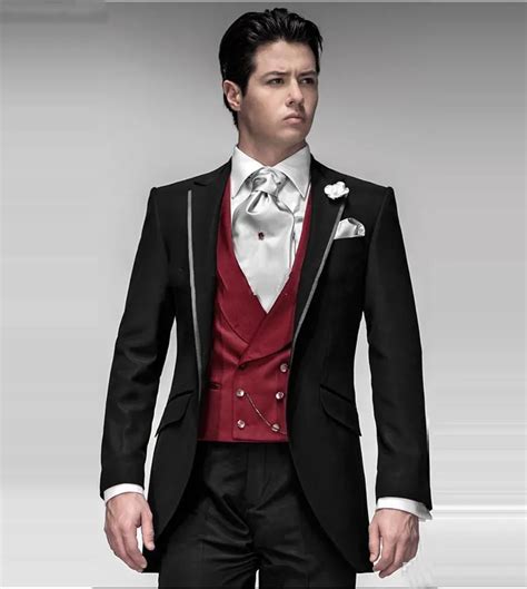 New Design Black Groom Tuxedos Groomsmen Men's Wedding Suits Best man Suits (Jacket+Pants+Vest ...