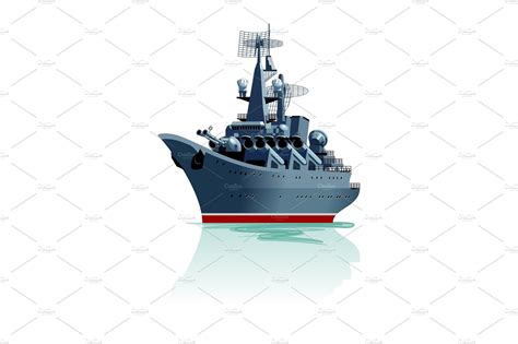 Cartoon battleship. | Transportation Illustrations ~ Creative Market