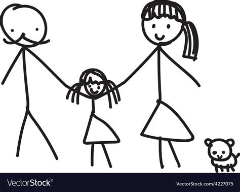 Hand line drawing of a family parents father Vector Image