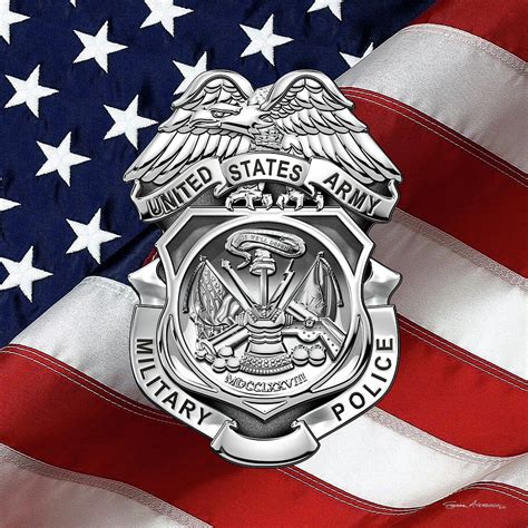 U. S. Army Military Police Corps - Army M P Badge over American Flag Digital Art by Serge ...
