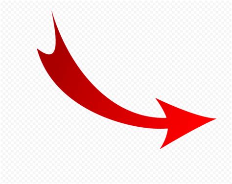 Red Curved Arrow Down Right PNG | Citypng