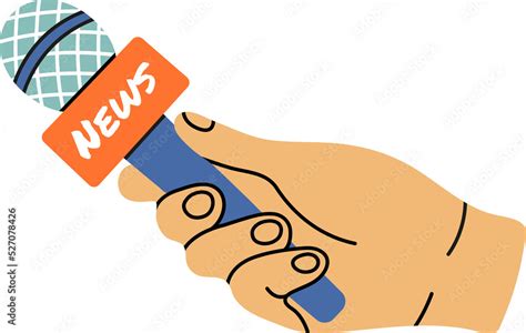 Human hand holding microphone, news, journalist clip art in modern flat ...