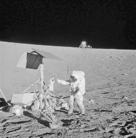 3 Apollo 12 astronaut Alan Bean with Surveyor 3 on the lunar surface ...