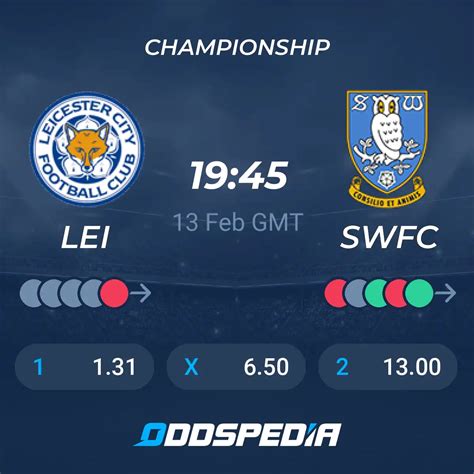 Leicester City vs Sheffield Wednesday» Predictions, Odds, Live Score & Stats