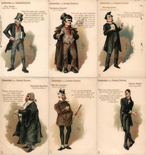 Set of 6: Characters from Charles Dickens Postcard