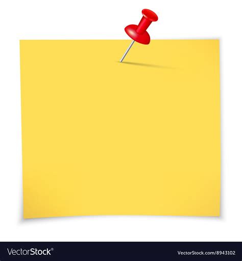 Yellow sticky notes and pin Royalty Free Vector Image