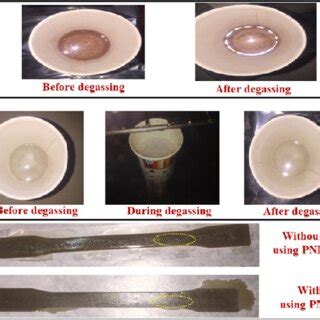 Schematic illustrating: (a) Degassing process of UPR, (b) Degassing ...