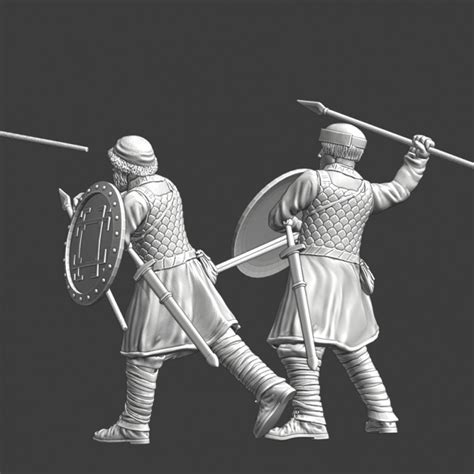 3D Printable Medieval Teutonic auxiliary infantry - javelin throwers by Northern Crusades Miniatures