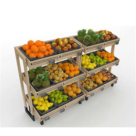 wooden display rack for fruit and vegetable