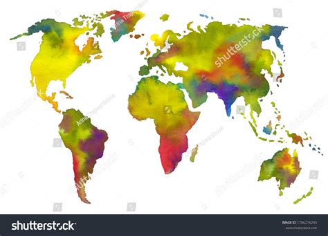 World Map Drawn Watercolor Stock Illustration Stock Illustration 1706216245 | Shutterstock