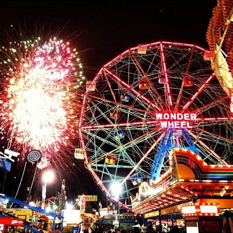 Coney Island fireworks! New York City ( @lesliemyj ) Fountain Lights, Water Fountain, Best ...