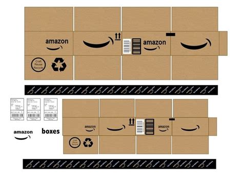 DIY Amazon Boxes | Box template printable, Paper toys template, Diy doll miniatures