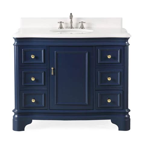 Benton Collection 42 in. Sesto - Navy Blue 42 in. W x 21.5 in. D x 35.25 in. H Bathroom Vanity ...