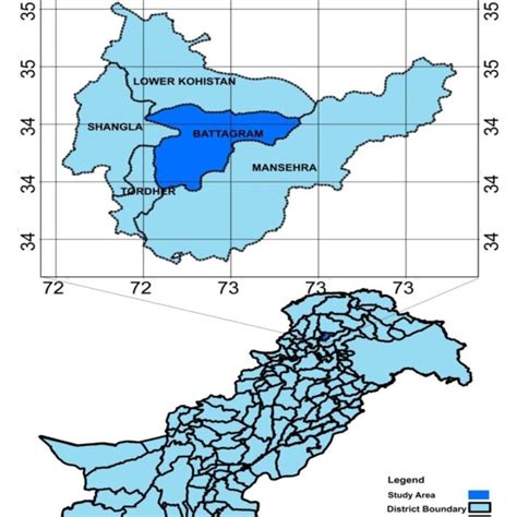 Map of Pakistan showing the geographical location of District Battagram. | Download Scientific ...