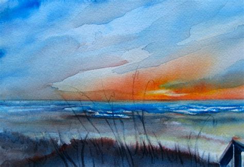 Daily Painters of Pennsylvania: OBX Overtures Impressionistic Watercolor OBX Seascape at Sunset ...