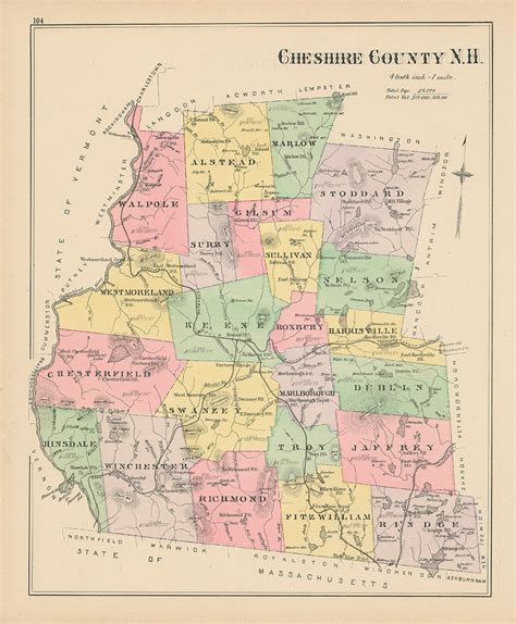 HINSDALE New Hampshire 1892 Map Replica or genuine ORIGINAL | Etsy