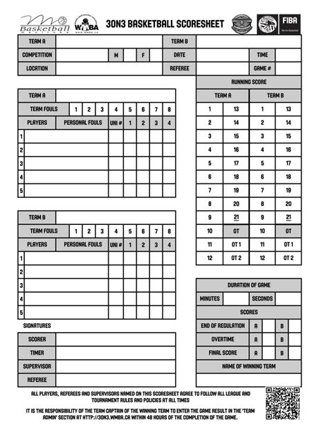 3x3 basketball score sheet: Fill out & sign online | DocHub