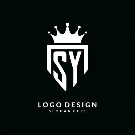 Letter SY logo monogram emblem style with crown shape design template ...