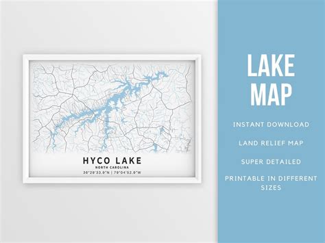 Printable Map of Hyco Lake North Carolina United States - Etsy