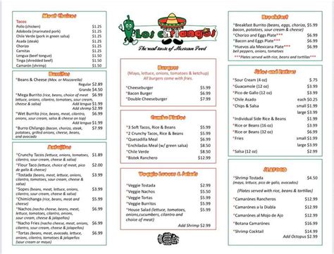 Menu at Los Chilangos restaurant, Olivehurst