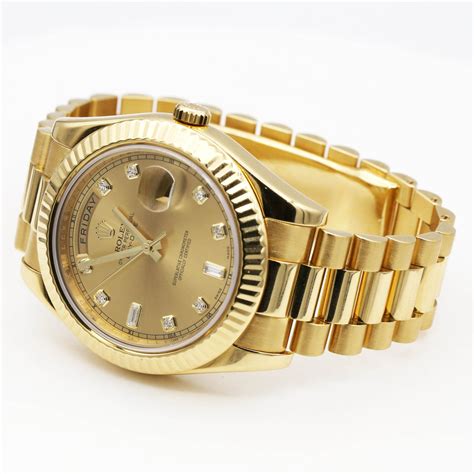 Rolex Day-Date II 218238 Champagne Diamond Dial 18k Yellow Gold Mens ...