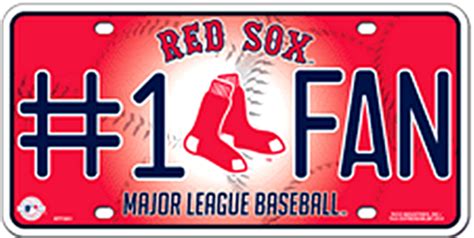 BOSTON RED SOX BASEBALL # 1 FAN LICENSE PLATE - Old Time Signs