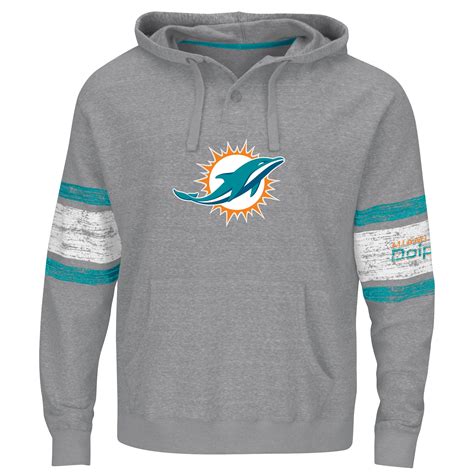 Men's Majestic Heather Gray Miami Dolphins Method Pullover Hoodie