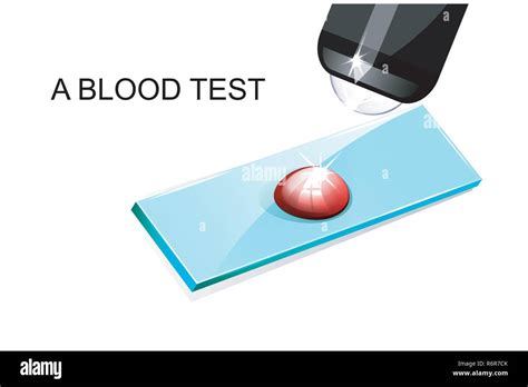 illustration of a blood drop on a slide under a microscope Stock Vector ...