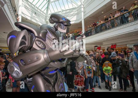 Preston, Lancashire, UK. Titan the robot, wearing an exoskeleton suit, wows the crowds at St ...