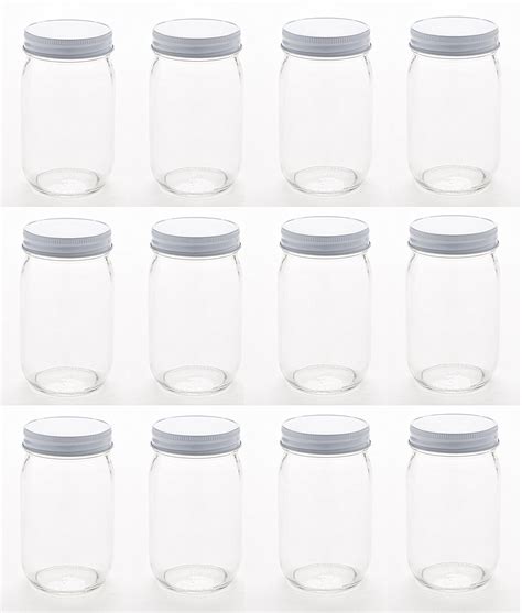 NMS 16 Ounce Glass Regular Mouth Mason Canning Jars - Case of 12 - With White Lids > North ...