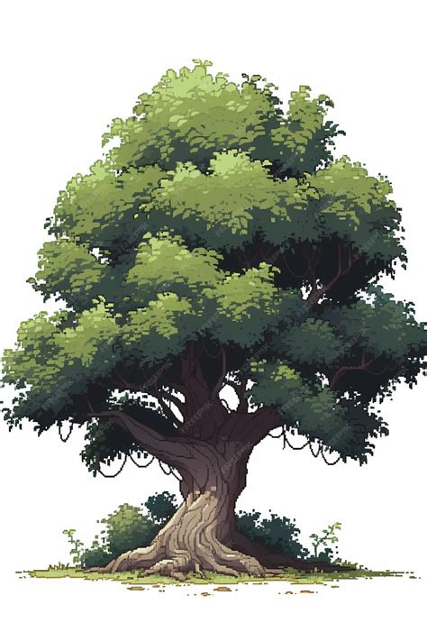 Premium AI Image | Isolated tree Pixel art retro 8 bit white background