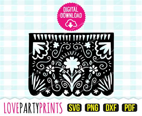 SVG Template Envelope Invitation Papel Picado Cutting Files Mexican ...