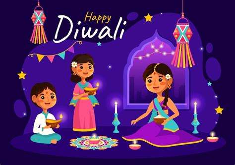 Premium Vector | Happy Diwali Hindu Vector Illustration with Indian Rangoli Background for Light ...