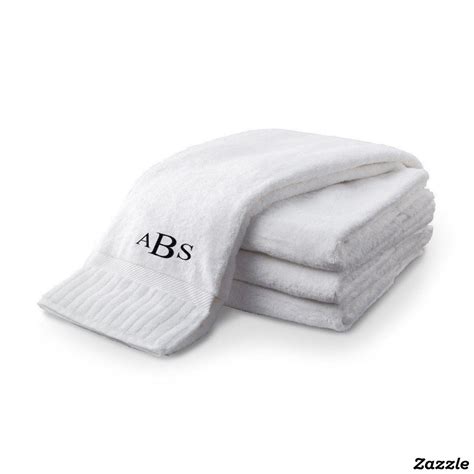 Set of 4 White Classic Monogram Cotton Bath Towel | Towel set ...