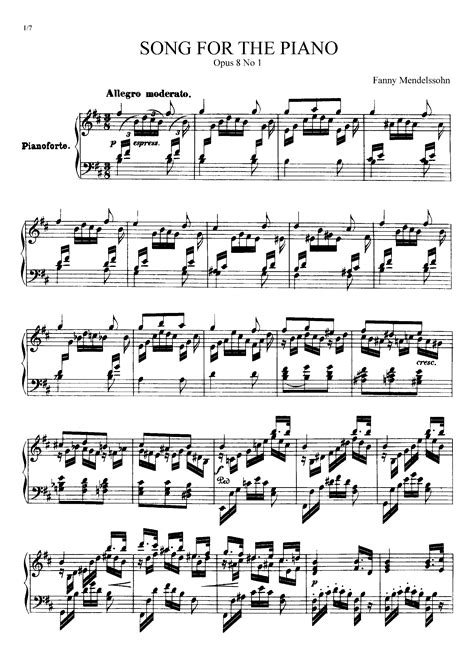 Fanny Mendelssohn - 4 Lieder for Piano, Op.8 for Piano - Free Sheet ...