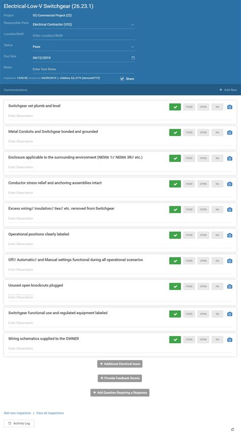 Electrical, Commercial Checklist Example Checklist l FTQ360