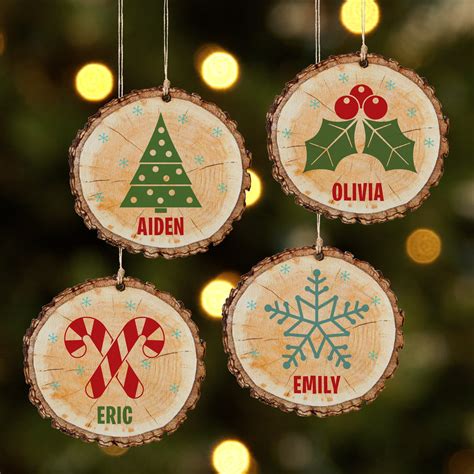 Personalized Rustic Charm Wooden Christmas Ornament - Available in 4 Designs - Walmart.com ...