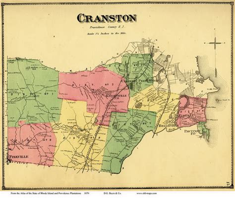 Cranston, Rhode Island 1870 - Old Town Map Reprint - OLD MAPS