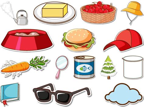 Sticker set of mixed daily objects 19850297 Vector Art at Vecteezy