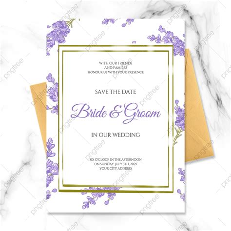 Fashion Border Purple Lavender Wedding Invitation Template Download on Pngtree