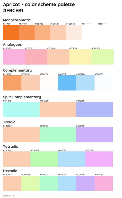 Apricot color palettes - colorxs.com