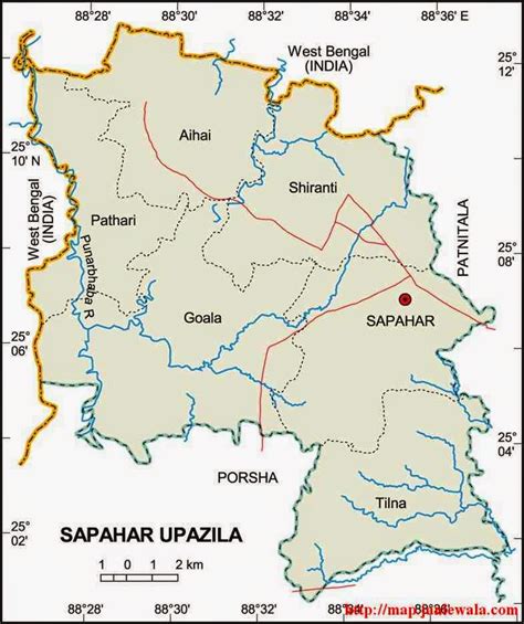 Sapahar Upazila Map, Naogaon District, Bangladesh